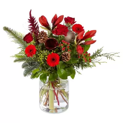 Boeket warm rood kerst st