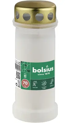 Bolsius herdenkingslicht Wit met deksel 70 uurs.