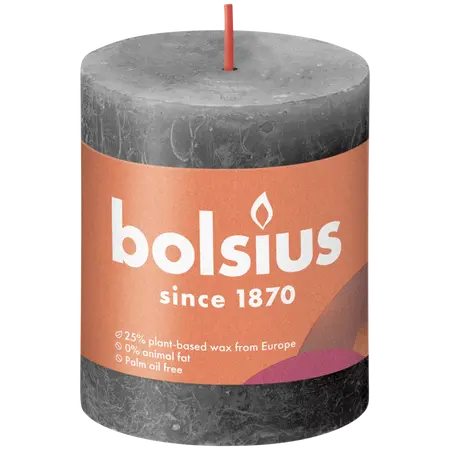 Bolsius Stompkaars rustiek 10x10cm Stormy grey