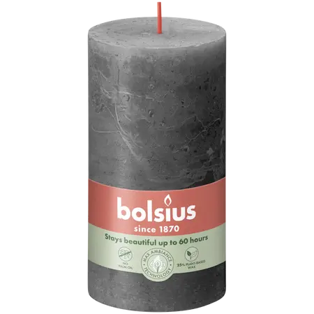 Bolsius Stompkaars rustiek 13x6,8cm Stormy grey