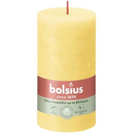 Bolsius Stompkaars rustiek 13x6,8cm Sunny Yellow