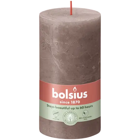 Bolsius Stompkaars rustiek 13x6,8cm Taupe