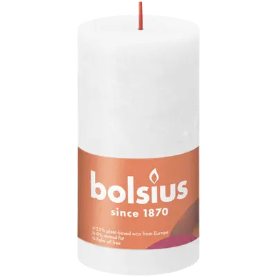 Bolsius Stompkaars rustiek 13x6,8cm Wit