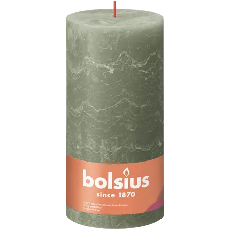 Bolsius Stompkaars rustiek 20x10cm Fresh olive