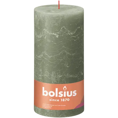 Bolsius Stompkaars rustiek 20x10cm Fresh olive