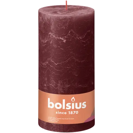 Bolsius Stompkaars rustiek 20x10cm Velvet red