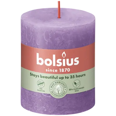 Bolsius Stompkaars rustiek 8x6,8cm Frosted lavender