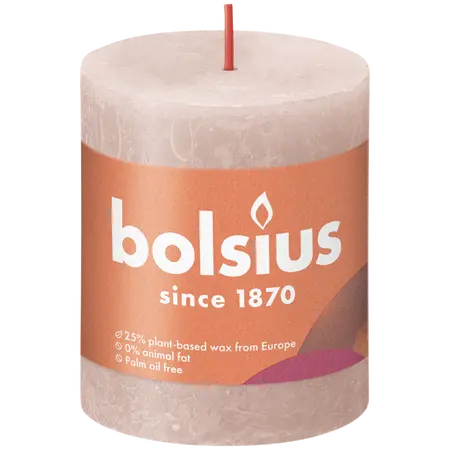 Bolsius Stompkaars rustiek 8x6,8cm Misty pink