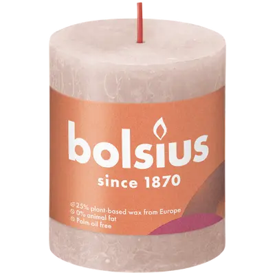 Bolsius Stompkaars rustiek 8x6,8cm Misty pink