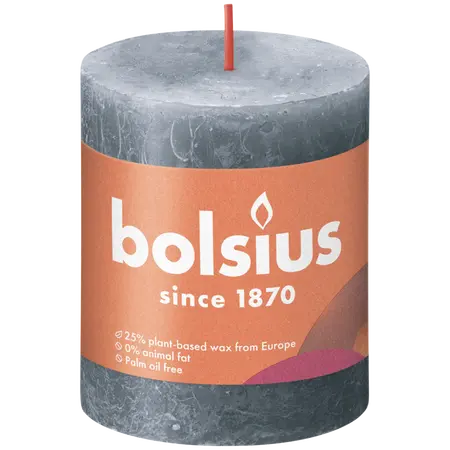 Bolsius Stompkaars rustiek 8x6,8cm Slate blue