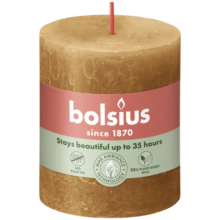 Bolsius Stompkaars rustiek 8x6,8cm Spice brown