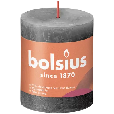 Bolsius Stompkaars rustiek 8x6,8cm Stormy grey