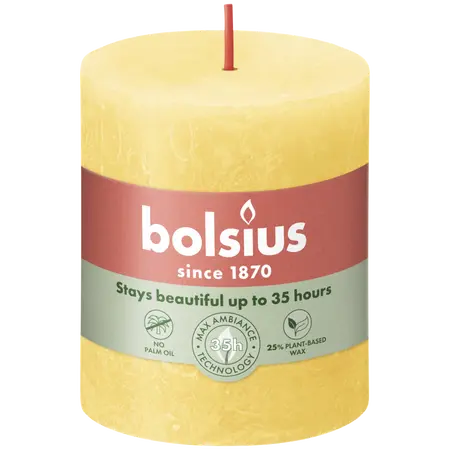 Bolsius Stompkaars rustiek 8x6,8cm Sunny Yellow