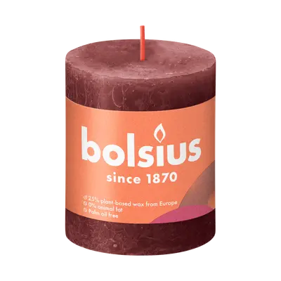 Bolsius Stompkaars rustiek 8x6,8cm Velvet red