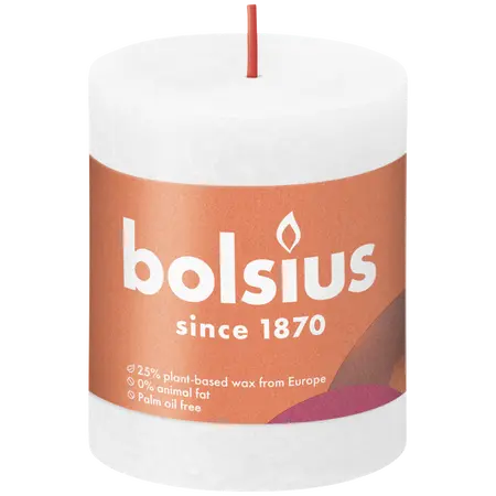 Bolsius Stompkaars rustiek 8x6,8cm Wit