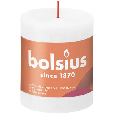 Bolsius Stompkaars rustiek 8x6,8cm Wit