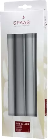 Kaars festilux d2.3h25cm zilver 4st - afbeelding 1