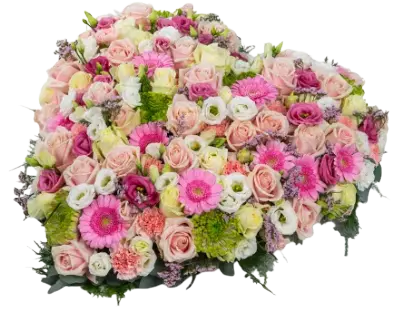 Rouwarrangement Hart Mix bloemen(15cmx15cm)