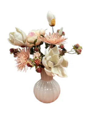 Zijden bloemen Magnolia incl. vaas H30cm